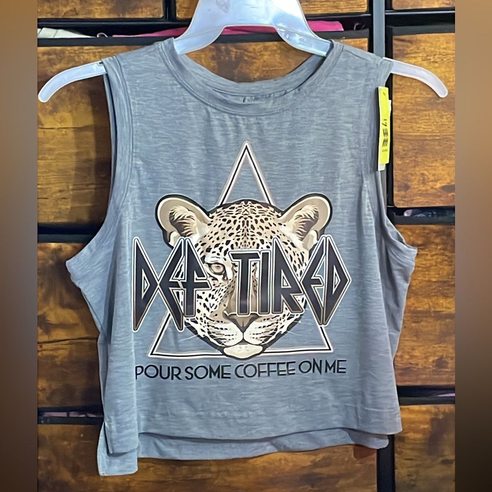 all in motion Gray Graphic Leopard Tank - "Pour Some Coffee On Me"
